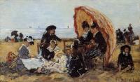 Boudin, Eugene - Trouville, on the Beach Sheltered by a Parasol